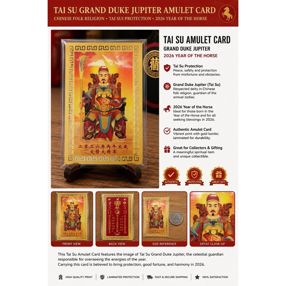 2026 Tai Sui Protection Card Grand Duke Jupiter Feng Shui Amulet Talisman